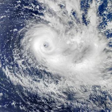Satellite view of an hurricane. Elements of this image furnished by NASA. Foto stock