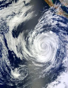 Satellite view of an hurricane. Elements of this image furnished by NASA. Stockfoto's