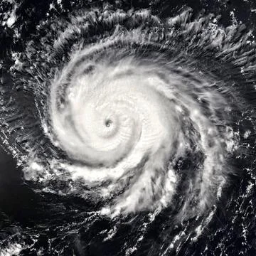 Satellite view of Hurricane. Elements of this image furnished by NASA. Sat... Stockfoto's