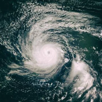 Satellite view of Hurricane. Elements of this image furnished by NASA. Sat... Stock Photos