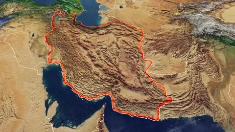 Satellite view of Iran map and borders Stock Footage 144407526