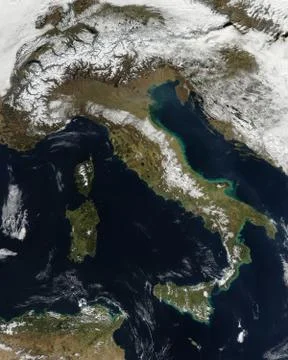 Satellite view of Italy from space. Elements of this image furnished by NASA. Foto stock