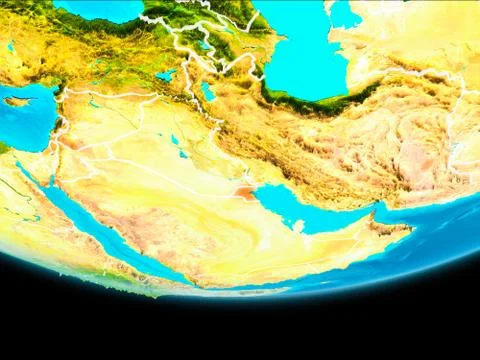 Satellite view of Kuwait Stock Illustration