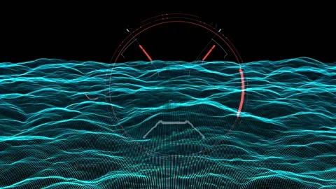 Satellite view of land, war operations, sci-fi, night vision. Military target Stock Footage 233883931