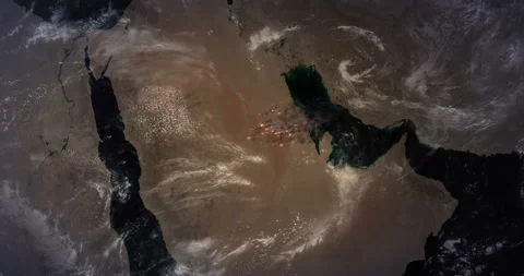 Satellite View of Massive Fires and Smokes in Saudi Arabia. Stock Footage 116028144