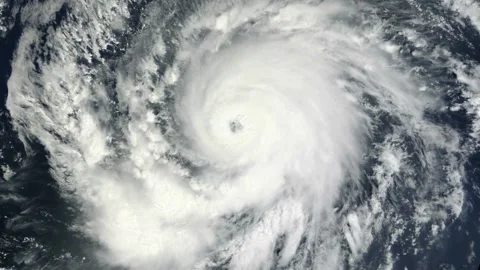 Satellite view of a massive hurricane over the ocean Stock Footage 333486902