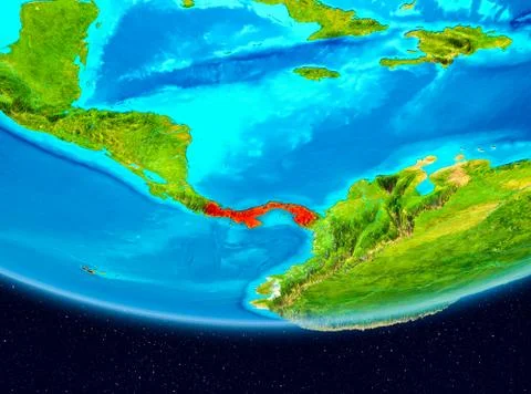 Satellite view of Panama in red Stock Illustration