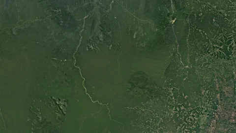 Satellite view of rainforest deforestation 1984-2016 Stock Footage