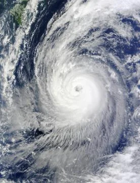 Satellite view of super typhoon. Elements of this image furnished by NASA. Stock Photos