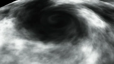 Satellite View Tornado storm eye Spiralling in Cloudy skies above Earth Stock Footage 325380302
