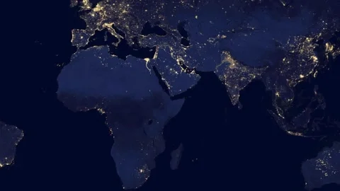 Satellite view zoom into Bab-el-Mandeb Strait at night Stock-Footage 337139350