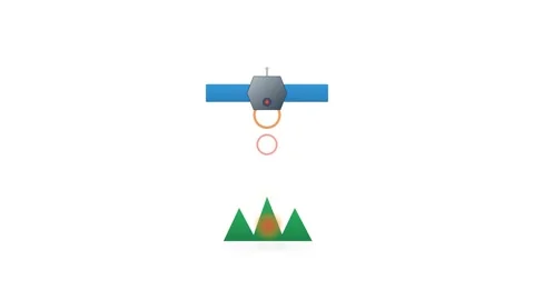 Satellite Wildfire Detection Icon with Heat Signal Pulse and Stylized Forest Видео 346131017