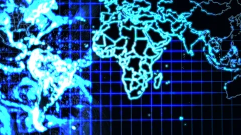 Satellite world weather map radar pulsating flashing Stock Footage 105036714