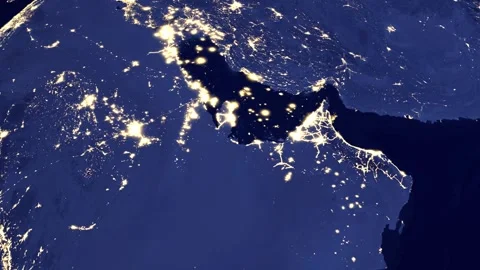 Satellite Zoom Animation Into Riyadh Saudi Arabia at Night Stock Footage 331835542