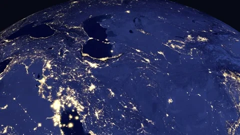 Satellite Zoom Animation to Tehran Iran at Night with City Lights Stock Footage 331835565