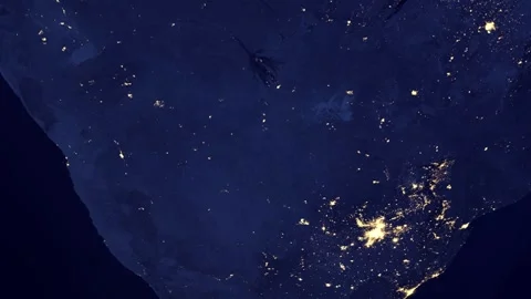 Satellite Zoom Animation Into Windhoek Namibia at Night From Space Stock Footage 331904482