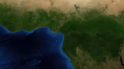 Satellite Zoom Animation From World Map To Douala Cameroon Location Pin Stock Footage 329202537