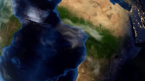 Satellite Zoom into Maxixe Mozambique from Outer Space Orbit Stock Footage 346806526