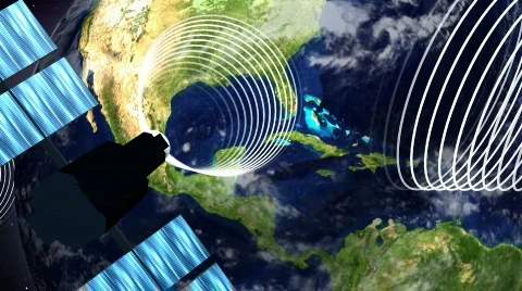 Satellites Around a Spinning Earth LOOP Video stock 373293