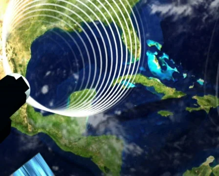 Satellites Around a Spinning Earth LOOP Stock Footage 373317