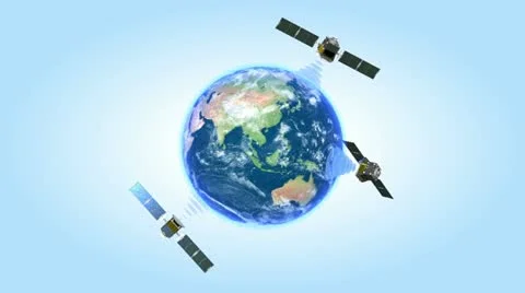 Satellites network. Looped animation. Stock-Footage 10866683