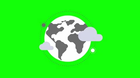 Satellites orbiting  Earth in outer space icon isolated on green background. Stock Footage 242765111