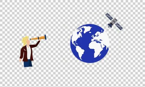 Satellites orbiting the earth, Scientists use telescopes Stock Illustration
