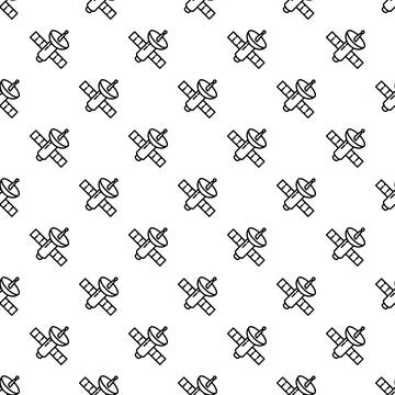 Satellites transmitting continuous signals across a white background Stock Illustration