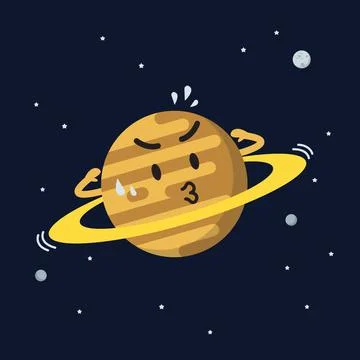 Satern exercising on space background Stock Illustration
