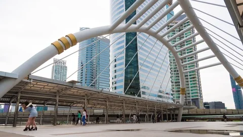 Sathorn bridge intersection Stock Footage 71284436