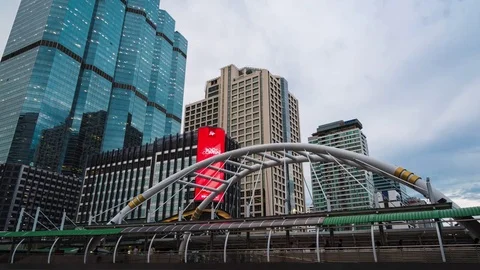 Sathorn bridge intersection at night Stock Footage 71285122