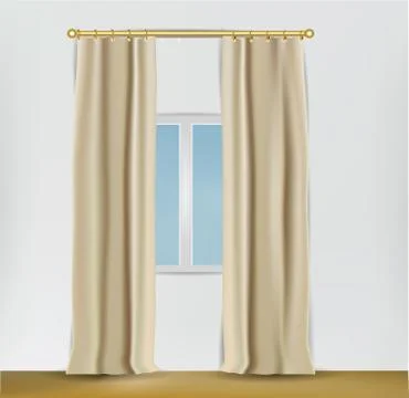 Satin drapery in empty interior Stock Illustration