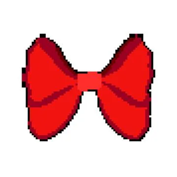 Satin red bow pixel art vector illustration Illustrazione stock