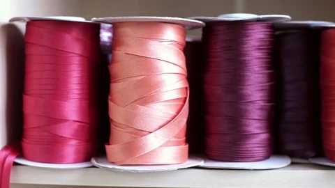 Satin ribbon different colors Stock Footage 73148380