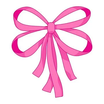 Satin thin bow illustration. Ribbon with knot for gift card and design. Stock Illustration