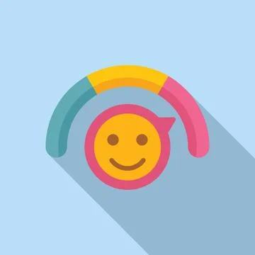 Satisfaction emoji level icon flat vector. User rank meter Illustrazione stock