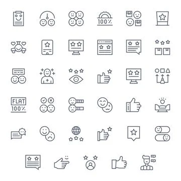 Satisfaction featuring 35 64x64 Vector Icons in Regular Line Design Illustrazione stock