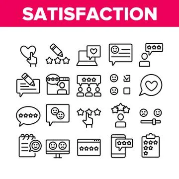 Satisfaction Feedback Collection Icons Set Vector Stock Illustration