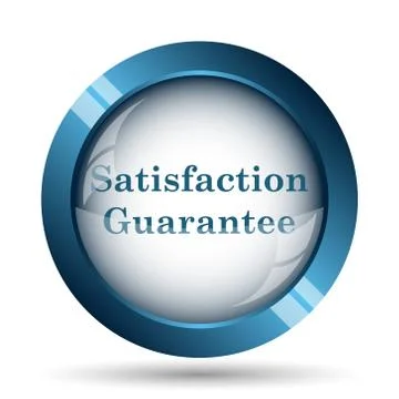 Satisfaction guarantee icon. Internet button on white background.. Illustrazione stock