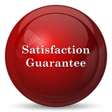 Satisfaction guarantee icon. Internet button on white background.. Illustrazione stock
