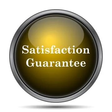 Satisfaction guarantee icon. Internet button on white background.. Illustrazione stock