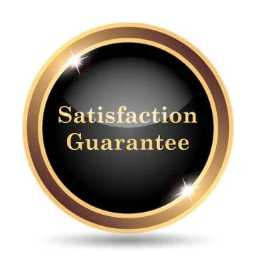 Satisfaction guarantee icon. Internet button on white background.. Illustrazione stock