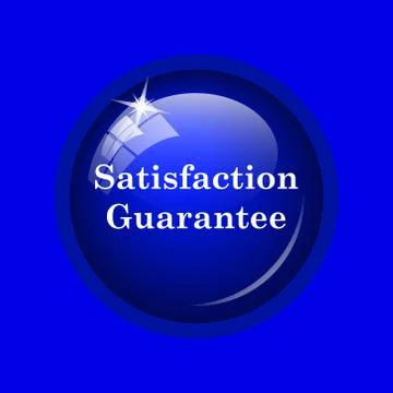 Satisfaction guarantee icon. Internet button on blue background. . Stock Illustration