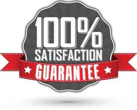 Satisfaction guarantee retro label with red ribbon, vector illustration Stock Illustration