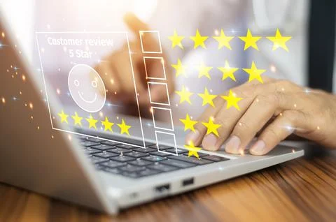 Satisfaction guaranteed concept. Customer reviews good rating ideas, custom.. Stock Photos