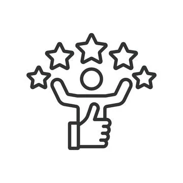 Satisfaction, icon in line design. Satisfaction, customer satisfaction, happy Stock-Illustration