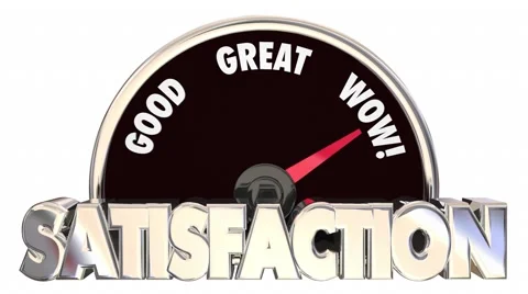 Satisfaction Level Speedometer Measure Happiness Pleasure Words Stock Footage 61442570