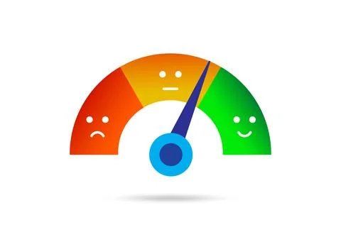 Satisfaction meter in customer opinion concept Illustrazione stock