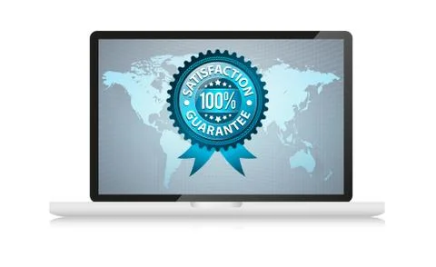 Satisfation guarantee label in laptop Stock Illustration