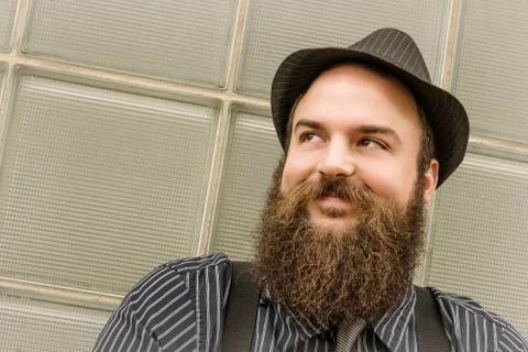 Satisfied Bearded Man Stock Photos